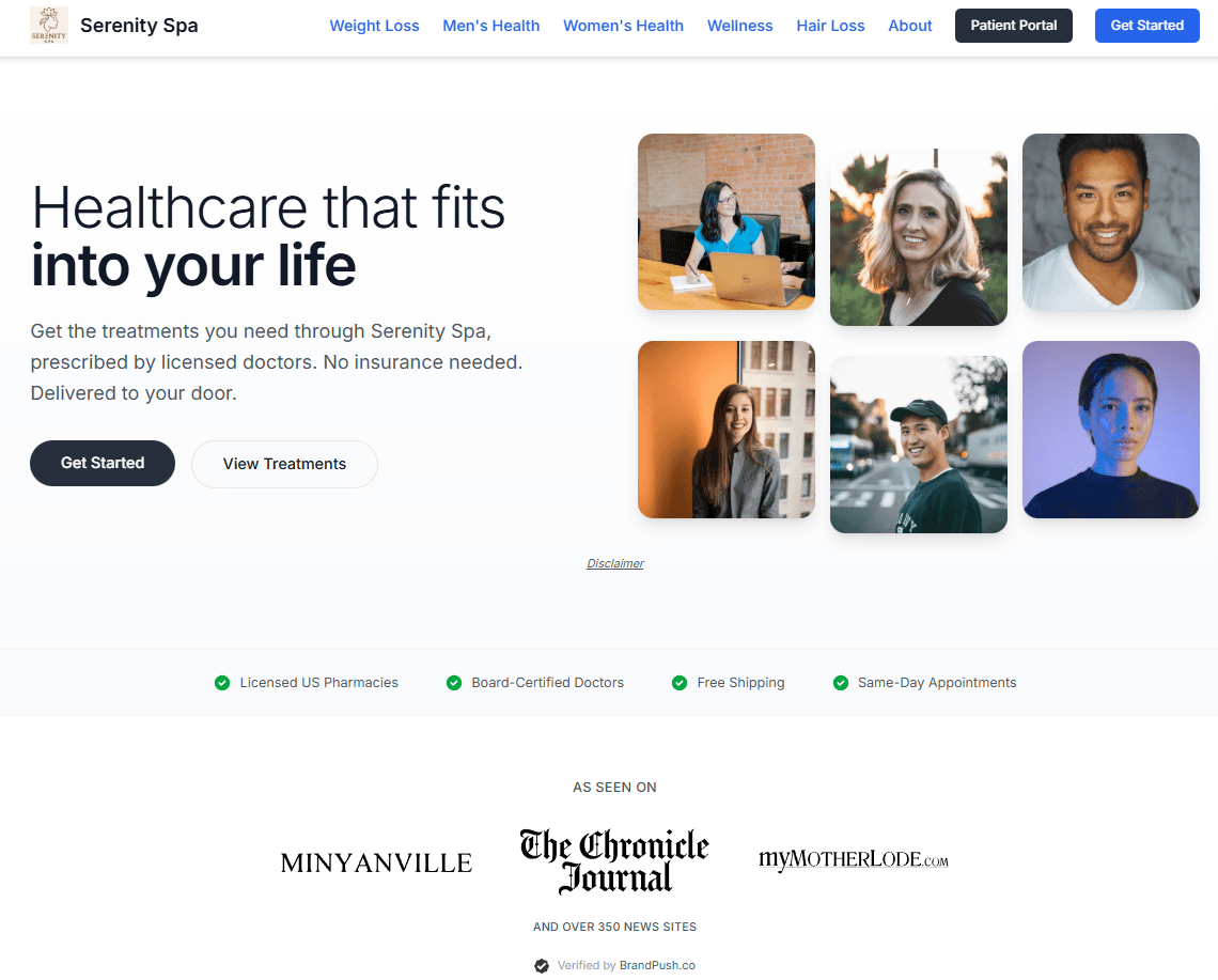 Managed website preview for a white-label telehealth business